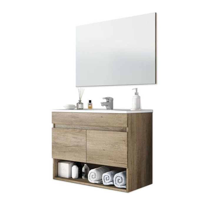 Mueble de baño con espejo Cotton 2 puertas Nordik