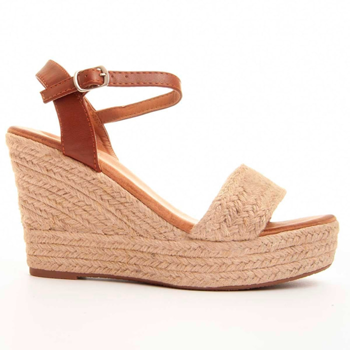 Sandalias de Cuña - Beige - Altura: 9 cm