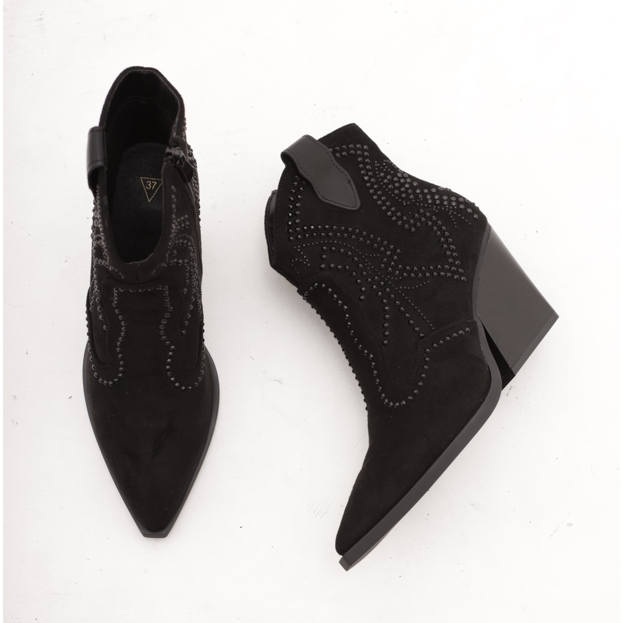 STIVALETTO TEXANO CON BORCHIE NERO