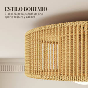 Lámpara de Techo con Bombilla LED G9, 20W, 3000 K, Plafón LED Techo Bohemio con Pantalla de Cuerda de Lino para Dormitorio, Salón, Cocina y Comedor, Marrón Claro