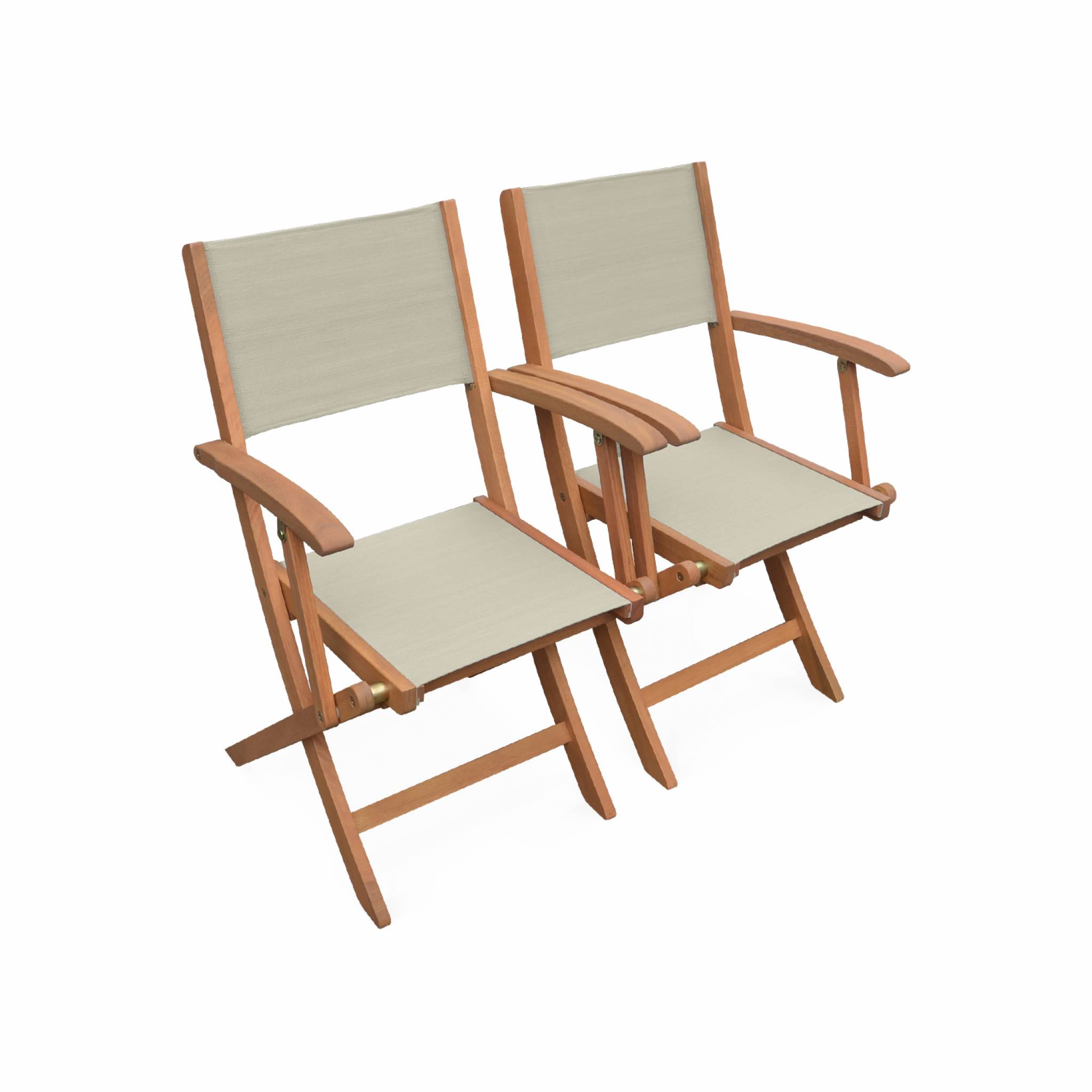 Salon de jardin en bois extensible - Almeria - table 200/250/300cm avec 2 rallonges. 2 fauteuils et 8 chaises. en bois d'Eucalyptus huilé et textilène gris taupe