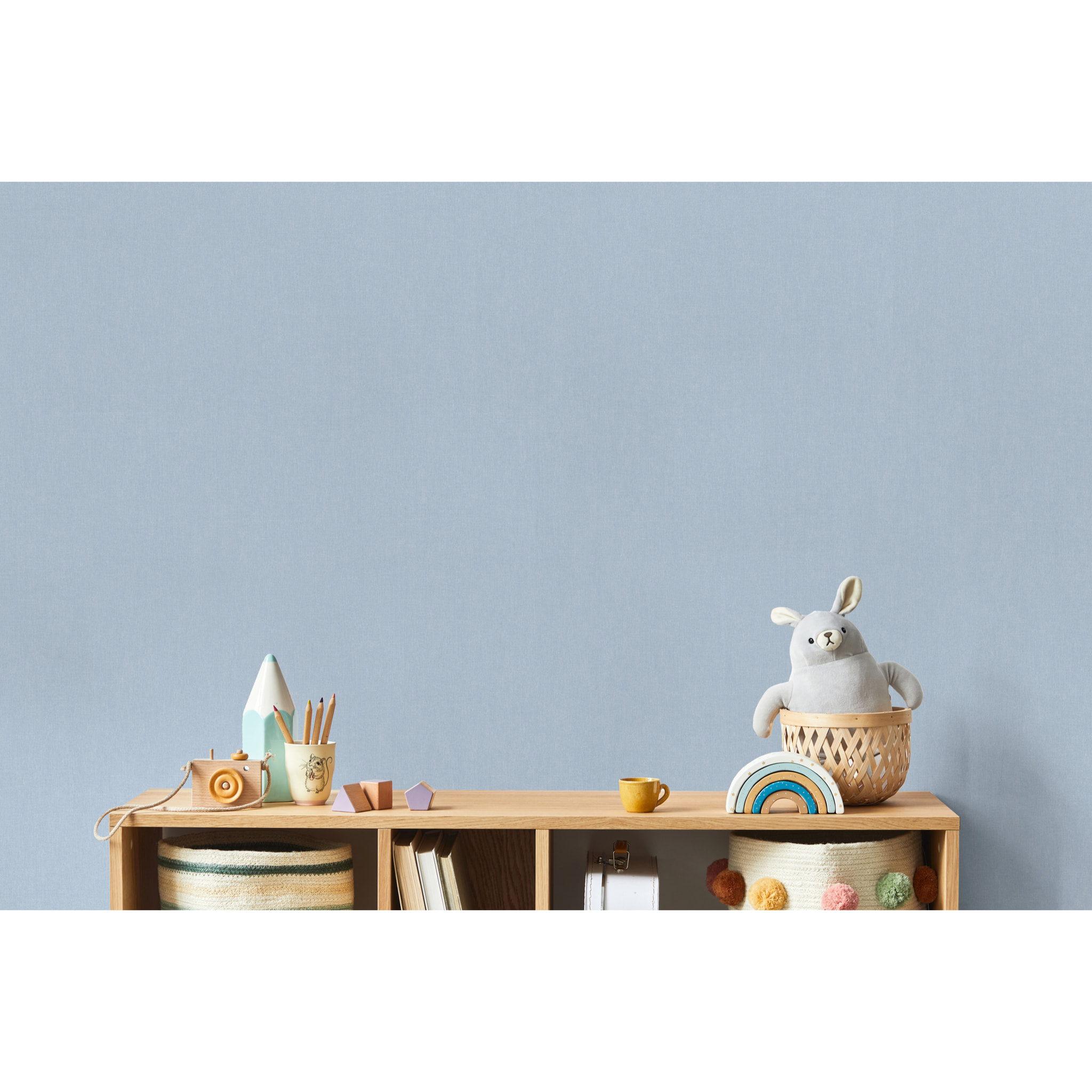 Papier peint enfant uni doux bleu azur ciel