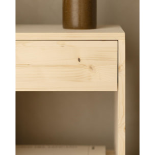 Table de chevet en bois massif avec un tiroir dans un ton naturel de 50x40cm Hauteur: 50 Longueur: 40 Largeur: 29.5