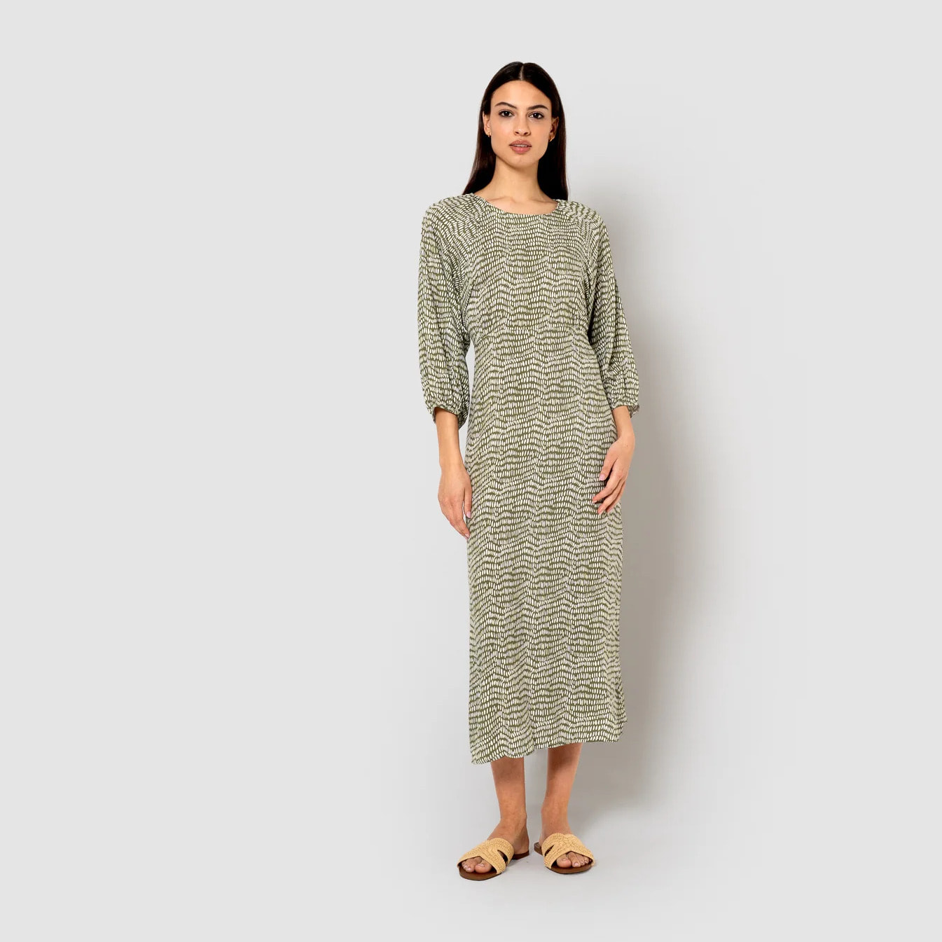 Vestido midi viscosa deriva verde