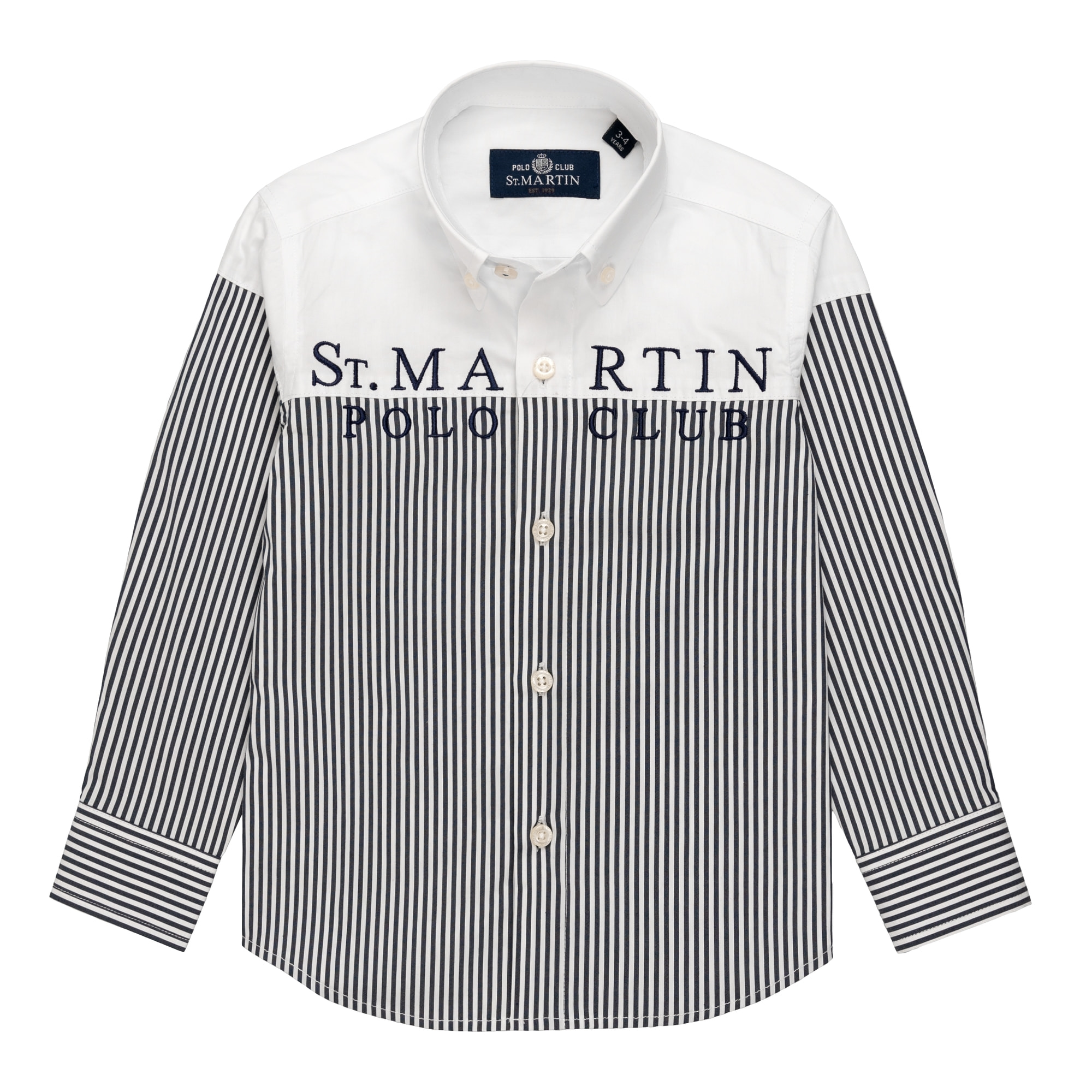 Camicia a righe con logo ricamato sul petto