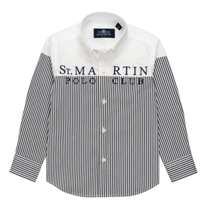 Camicia a righe con logo ricamato sul petto