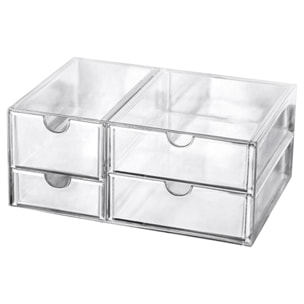 Caja de almacenamiento de escritorio transparente multifuncional con cajones