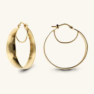 Orecchini a Cerchio Grandi Martellati placcati Oro Giallo 18Kt Graduati Diametro 3cm