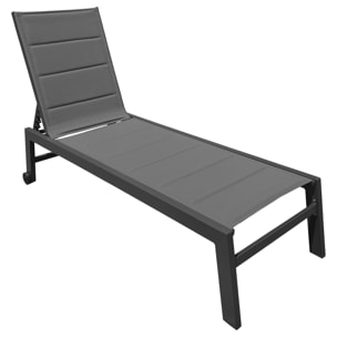 Bain de soleil BARBADOS en textilène gris - aluminium gris anthracite