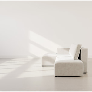 Topaze - canapé d'angle gauche 4 places convertible avec coffre en velours côtelé - Beige