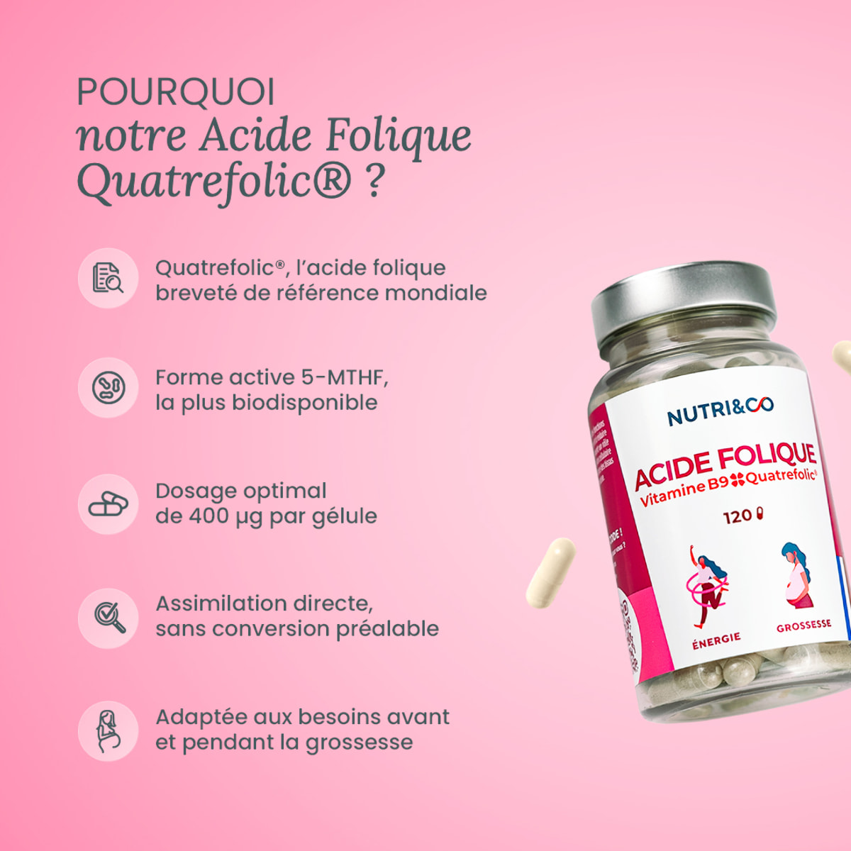 Acide Folique Vit B9 - 120 gélules - Lot de 3