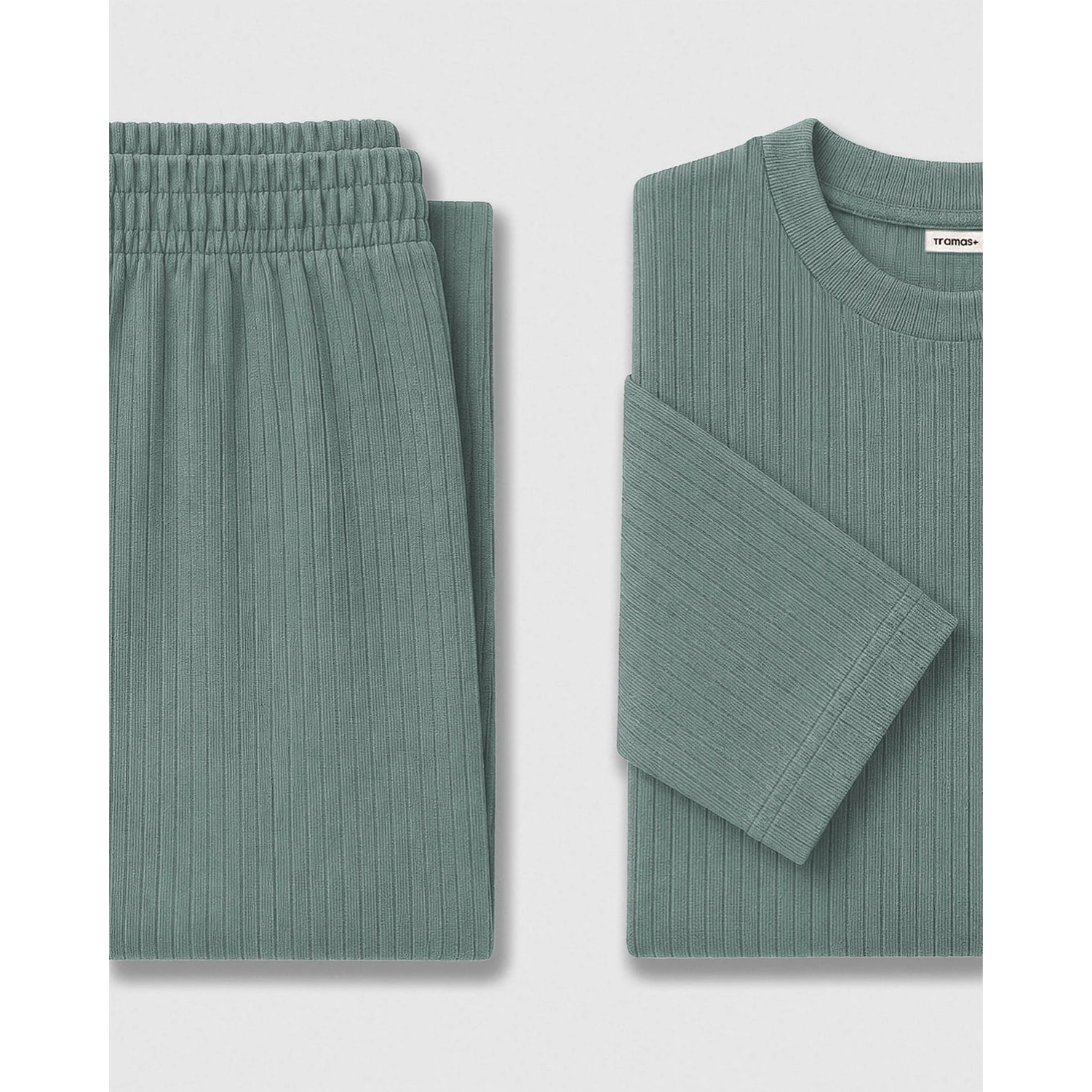 Pijama canalé raya ancha verde francés