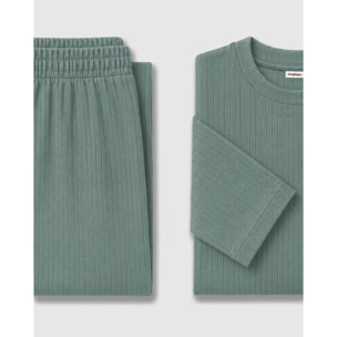 Pijama canalé raya ancha verde francés