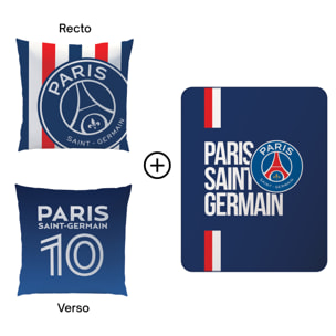 Ensemble Plaid classic et Coussin, PSG RAYURES