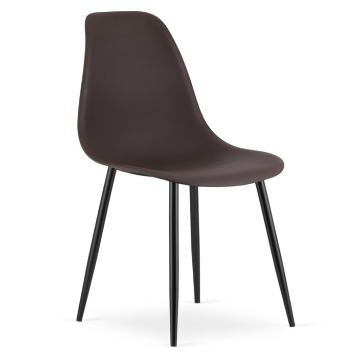 Sedia scandinava WAT color caffè con gambe nere