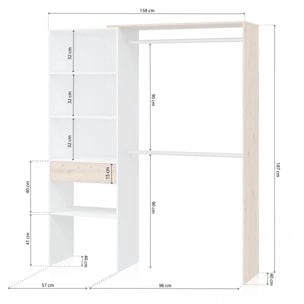 Armario vestidor Ezra Blanco Soft - Roble Nodi