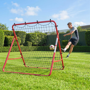 Filet de rebond football pliable réglable 5 angles - acier - 103x72x89cm - rouge