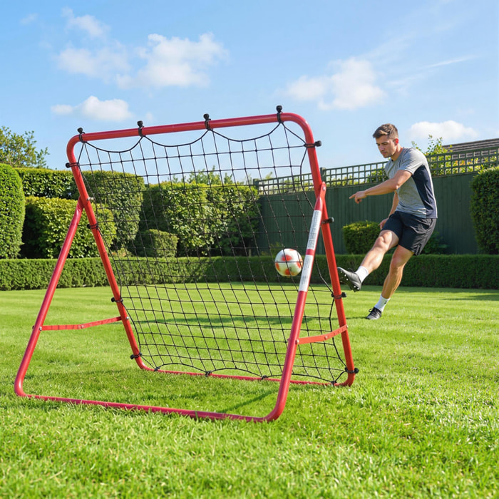 Filet de rebond football pliable réglable 5 angles - acier - 103x72x89cm - rouge