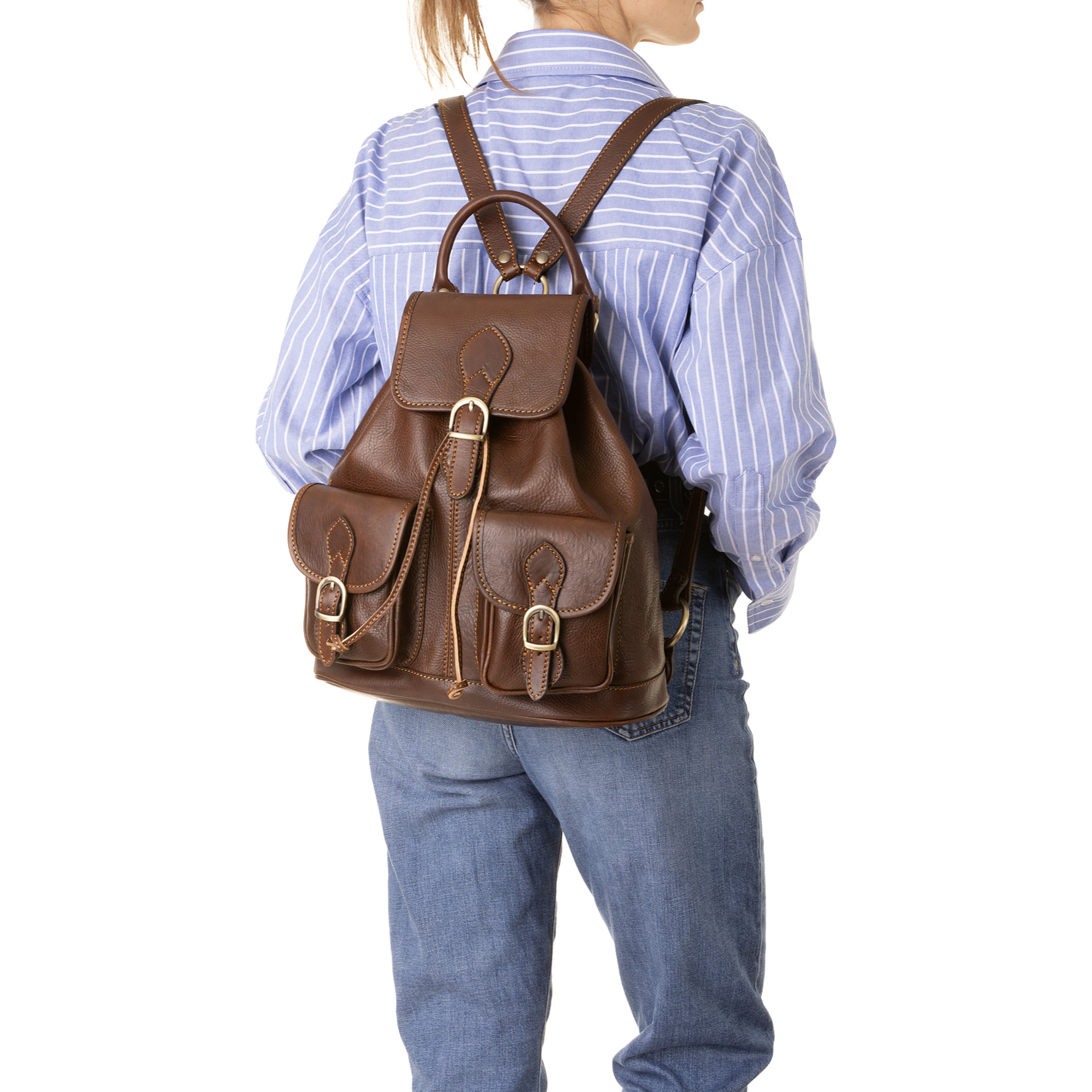 Zaino  unisex In Vera pelle Made in Italy 31x35x13 cm