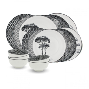 Service d'assiettes et bols 18 pièces, VILLA LES PINS