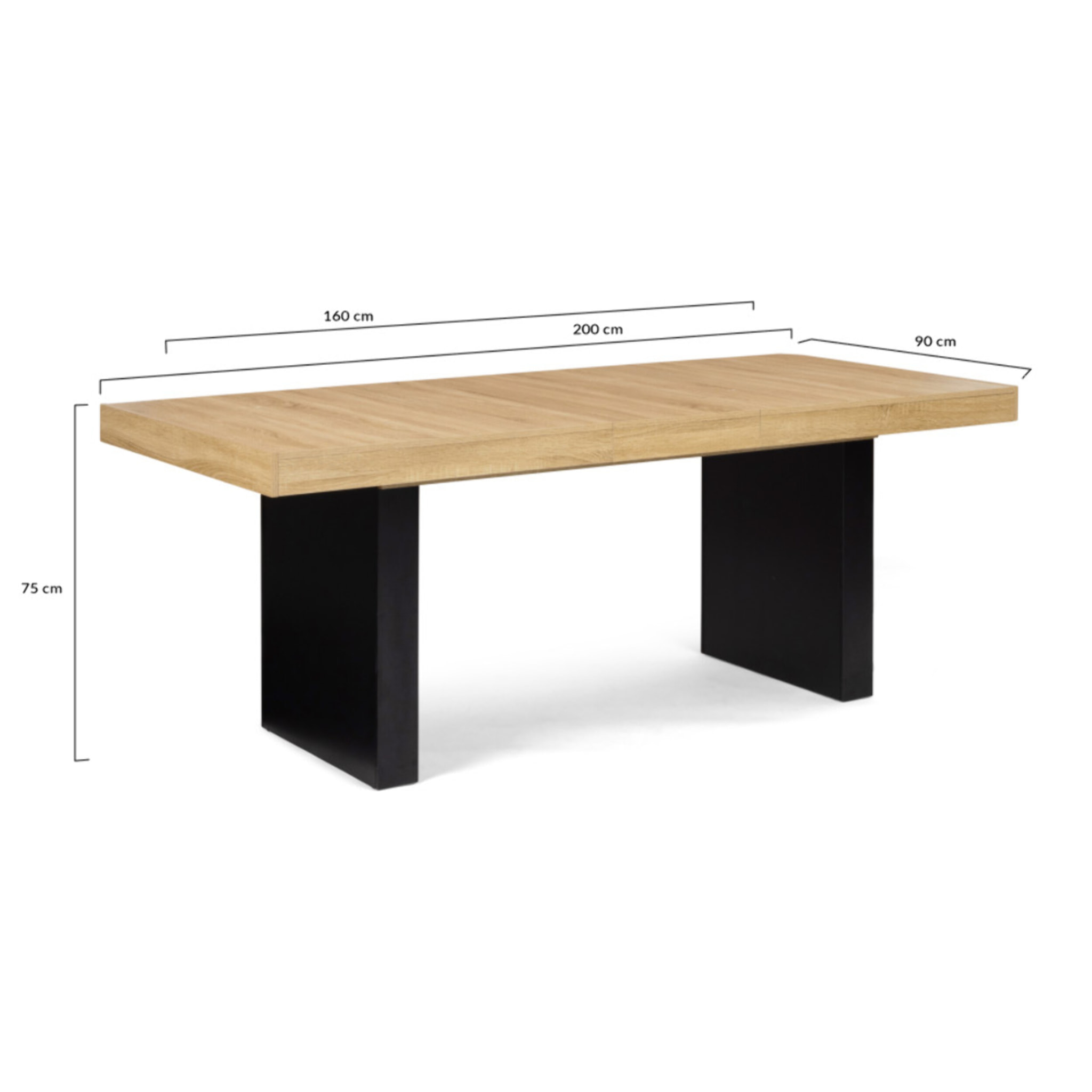 Table à manger extensible Marius - Bois - Noir