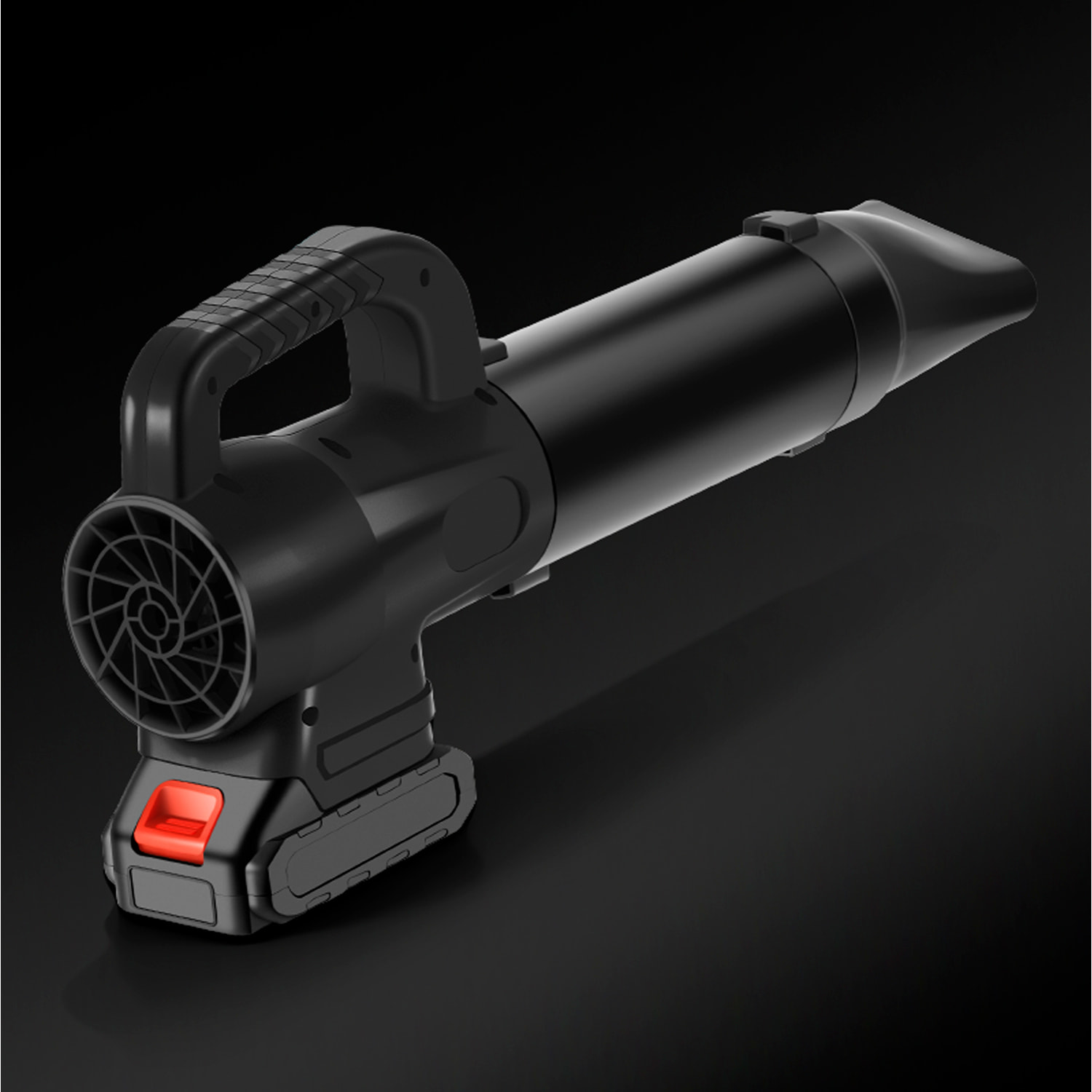 Soplador turbo con asa 21V, 1050W y 15000 mAh. Con 3 boquillas diferentes.