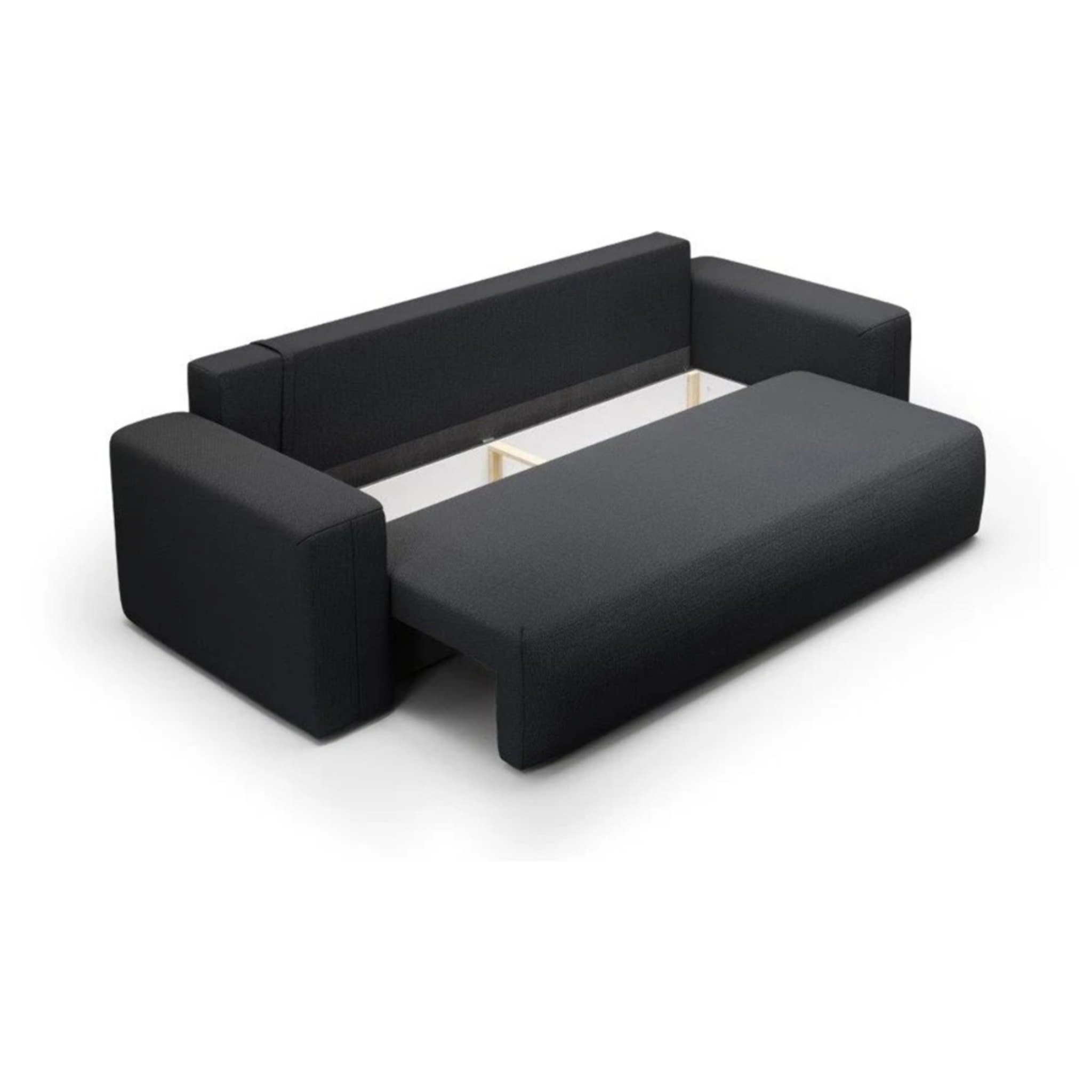 NALA - Canapé droit convertible droit 3 places en tissu gris foncé