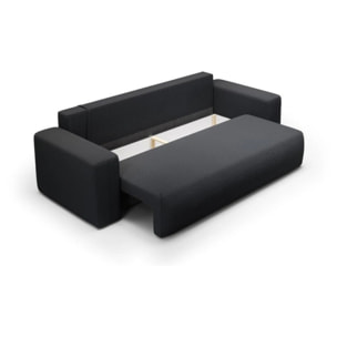 NALA - Canapé droit convertible droit 3 places en tissu gris foncé