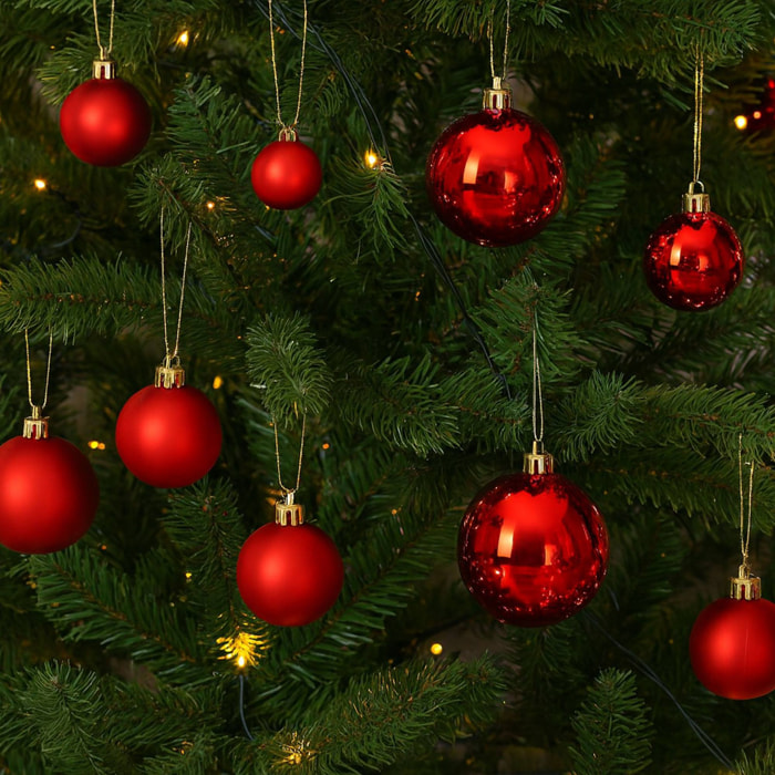 Conjunto de 60 bolas de navidad en color rojo en varios diseños y acabados