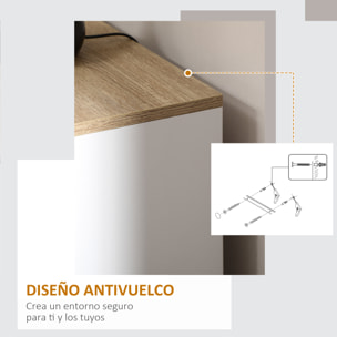 Aparador de Cocina Armario de Salón Mueble Buffet con 3 Puertas y Estantes Ajustables para Comedor Dormitorio Estilo Nórdico 90x30x90 cm Blanco