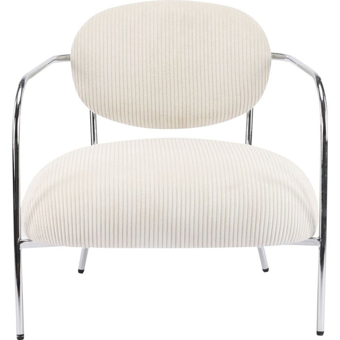 Fauteuil en velours côtelé et piètement chromé - LEON