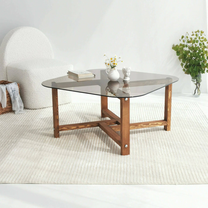 Tavolino da salotto Aurano, Tavolo basso da caffè, Portariviste per divano, Ripiano da soggiorno, 80x80h40 cm, Quercia