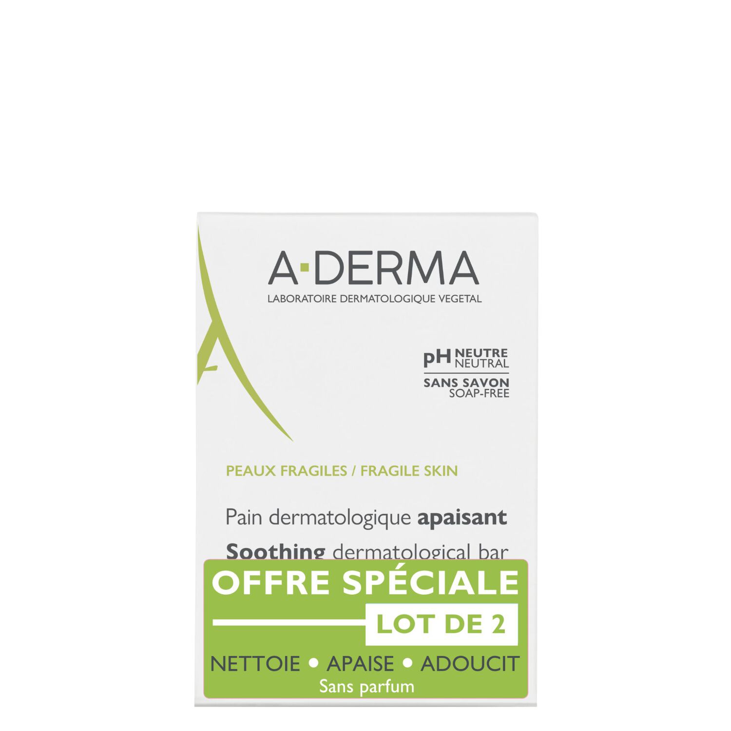 Pain Dermatologique Apaisant - Peaux Fragiles 2x100g