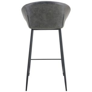 Lot de 2 tabourets de bar en simili gris foncé ACHILLE