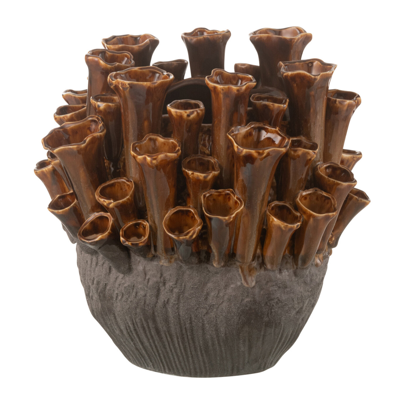 J-Line vase Anemone - porcelaine - marron/gris - small -  Ø 23.5 cm