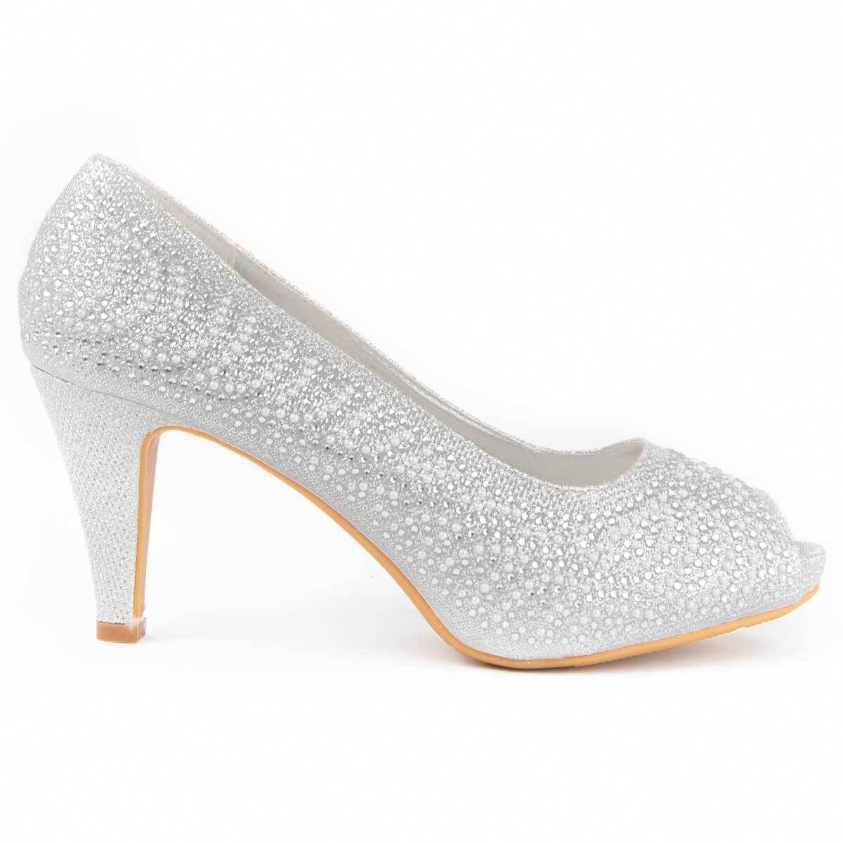 Zapato De Tacón - Plateado - Altura: 6 Cm