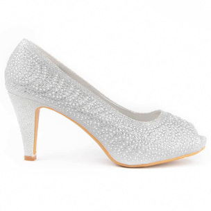 Zapato De Tacón - Plateado - Altura: 6 Cm