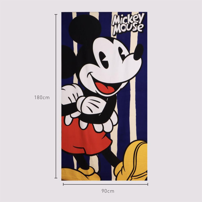 Toalla Microfibra de Mickey Mouse - 90x180x1 cm - Color:Multicolor
