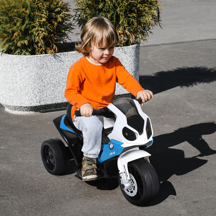 Moto Eléctrica para Niños de 18-36 Meses con Licencia BMW S1000RR Motocicleta de Batería 6V Moto Infantil con Música Carga 20 kg Azul