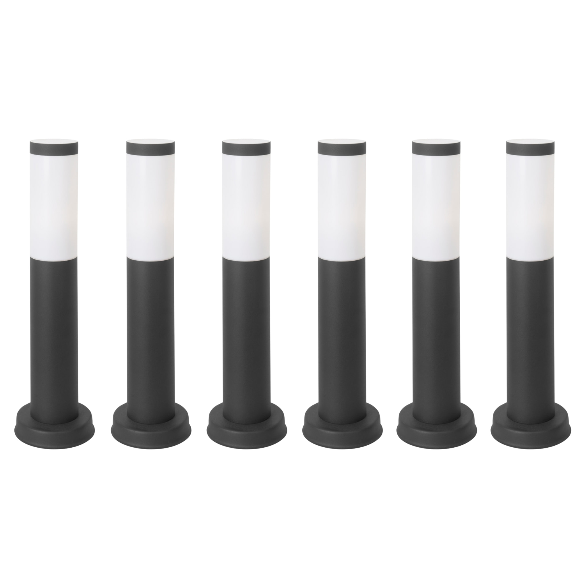 FORLIGHT Koral (6uds) Baliza Exterior para Jardín Resistente al Agua IP55. Bolardo de Acero Inoxidable Gris Urbano 23W