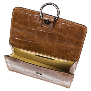 Fabrizia Borsa a tracolla Donna.Pelle autentica Camoscio Inciso Coccodrillo Grande Camoscio