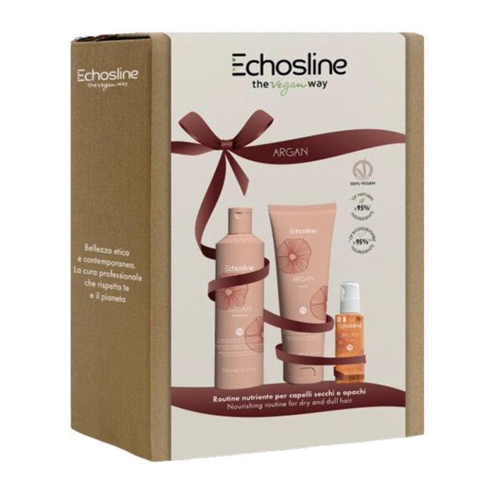 ECHOSLINE Set Winter Holidays Argan Shampoo 300ml + Mask 300ml + Fluid Oil 100ml