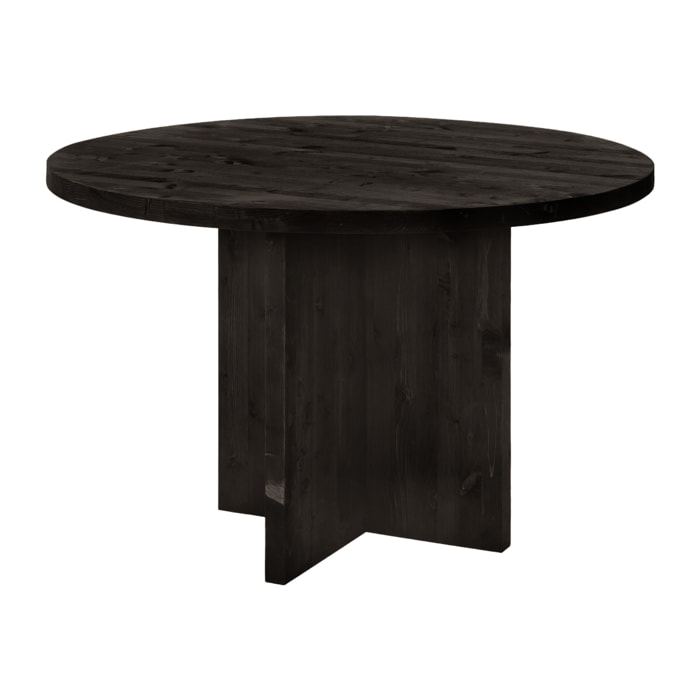 Mesa de comedor redonda de madera maciza en tono negro de Ø110cm Alto: 75 Largo: 110 Ancho: 110