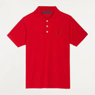 Polo rojo infantil de manga corta con logo bordado a contraste