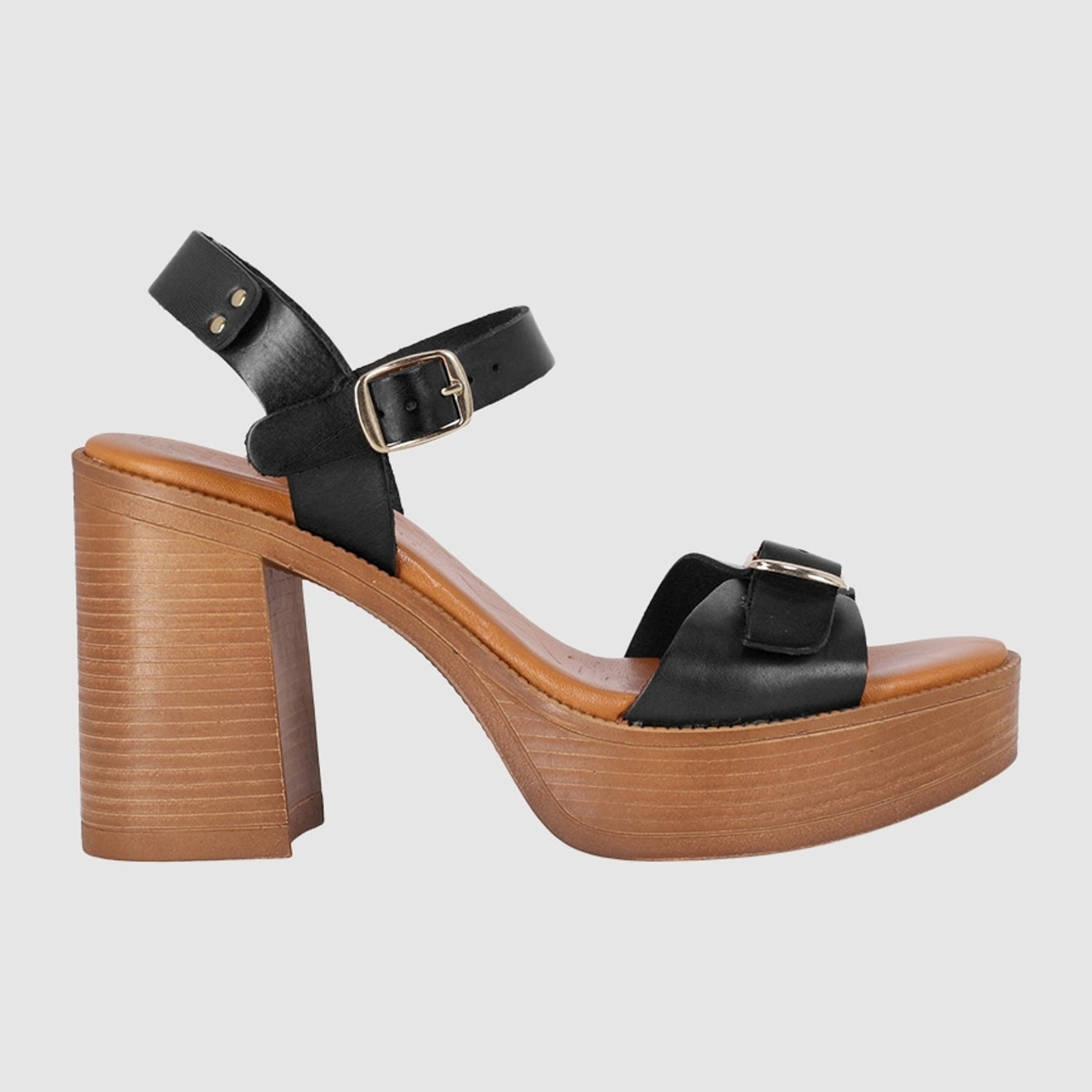 Sandalias de Piel - Negro - Tacón: 9 cm
