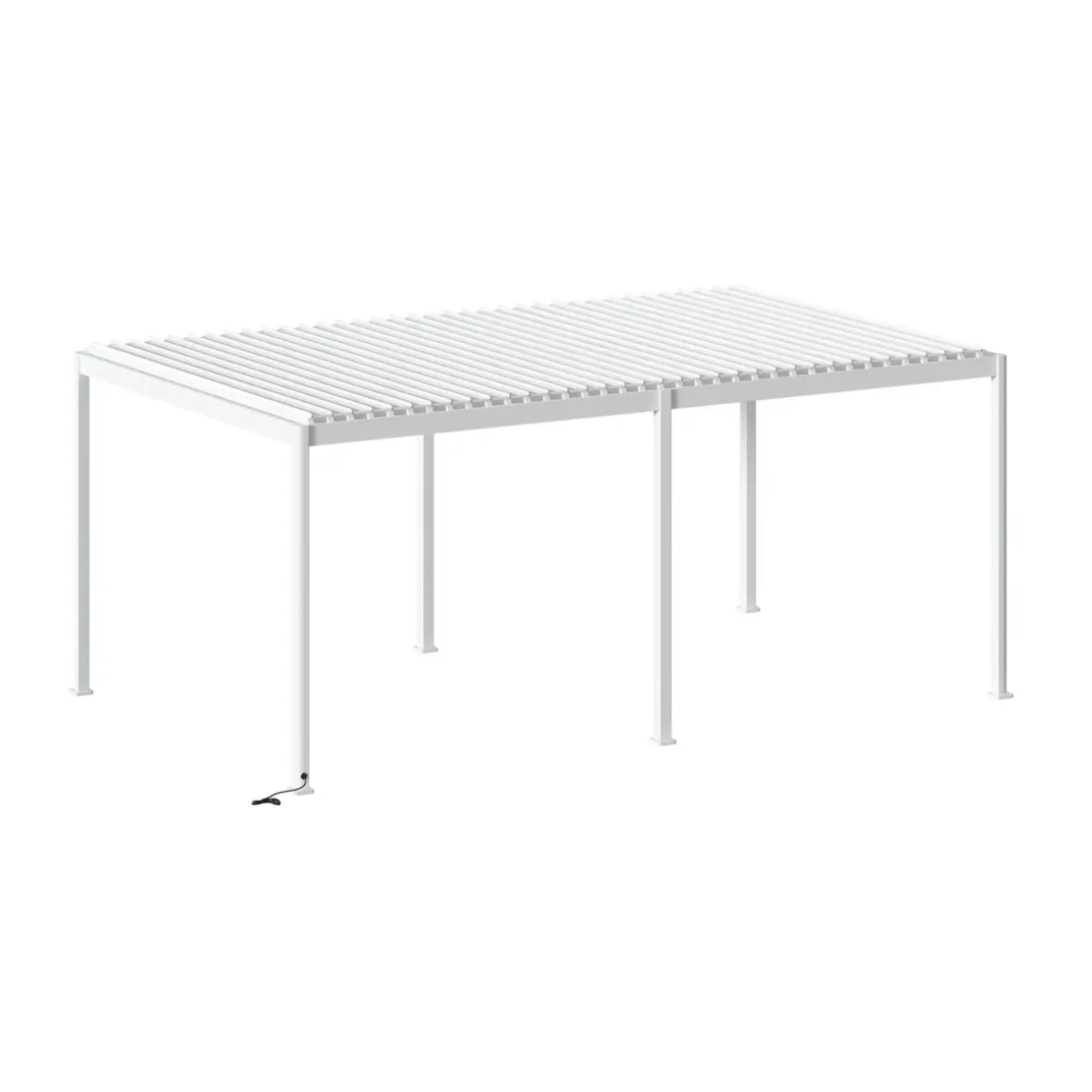 Pergola bioclimatique électrique "Evora" grand modèle 6 x 3,6m - Structure et lames doubles en aluminium Blanc