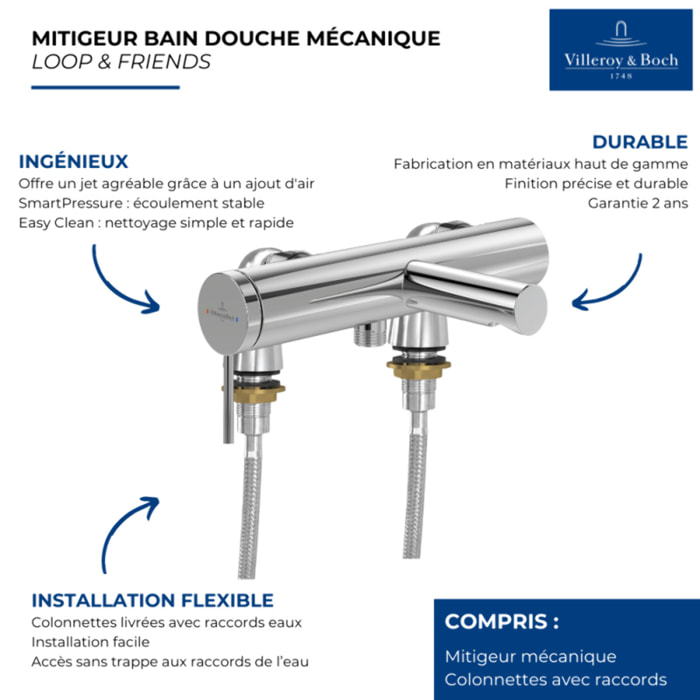 Mitigeur bain douche mécanique Loop & Friends Chrome