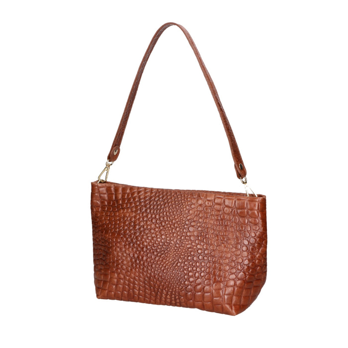 Borsa a spalla da donna - Modello Lorelei - Vera pelle croco - 33.0 x 19.0 x 10.0 cm