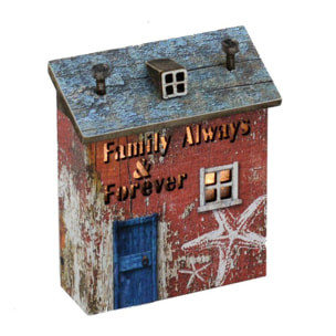 Casa in legno con stella e led cm12x5h14