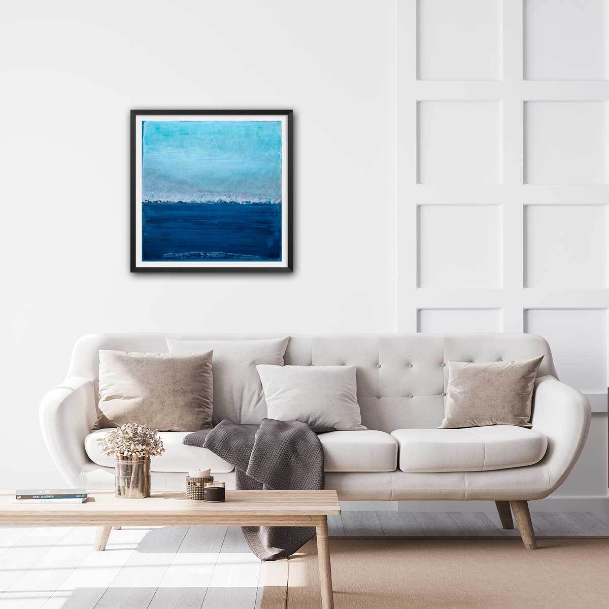 Affiche abstrait classic blue pantone Affiche + cadre en bois - Noir